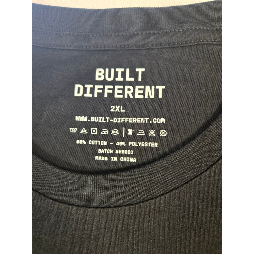 Built Different Mens Crew T-Shirt Black Short Sleeve Cotton Blend 2XL  NEW Basic